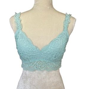 City Streets Flower Lace Blue Bralette Women’s Size M